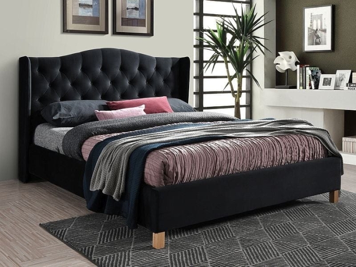 Łóżko tapicerowane Aspen Velvet czarny