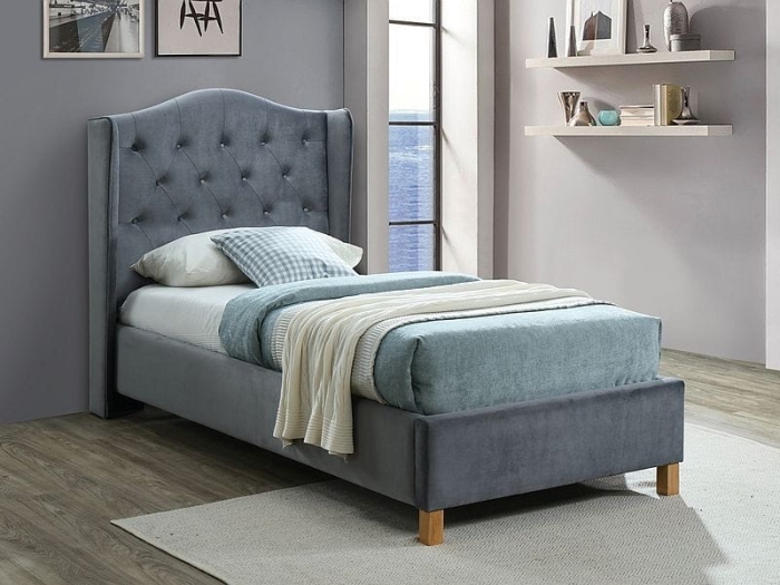 Łóżko tapicerowane Aspen Velvet szary
