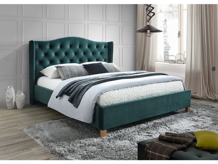 Łóżko tapicerowane Aspen Velvet zielony