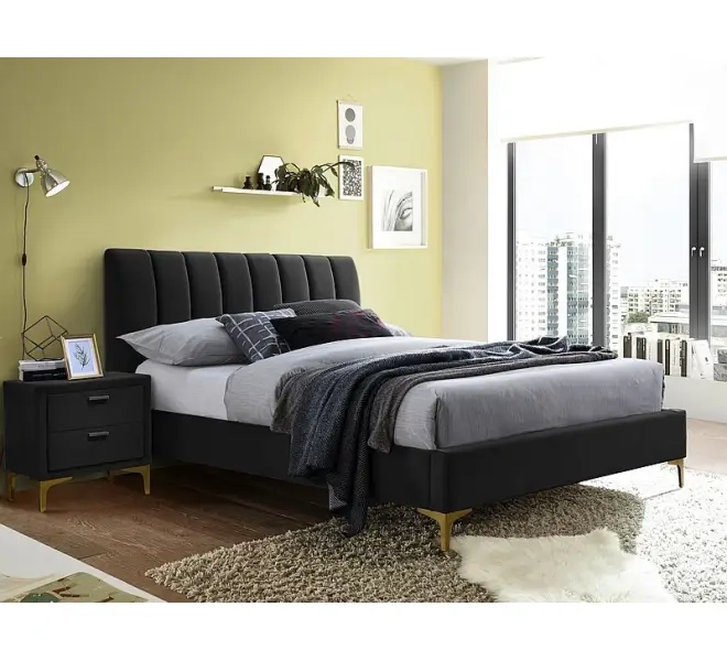 Łóżko tapicerowane Mirage Velvet czarny