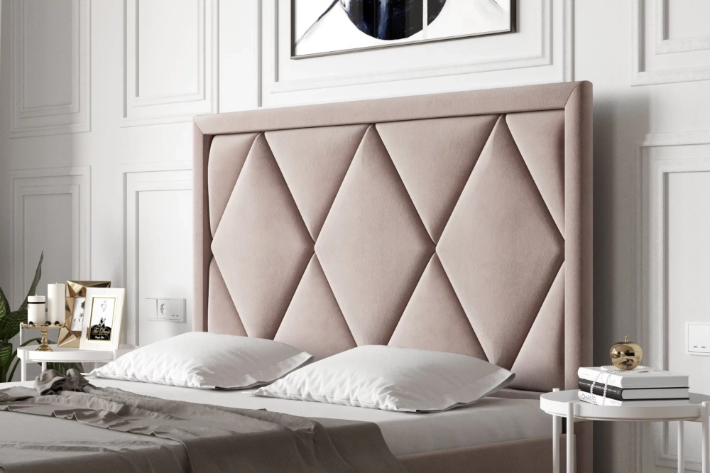 Elegancki, pikowany zagłówek Z67 w sypialni