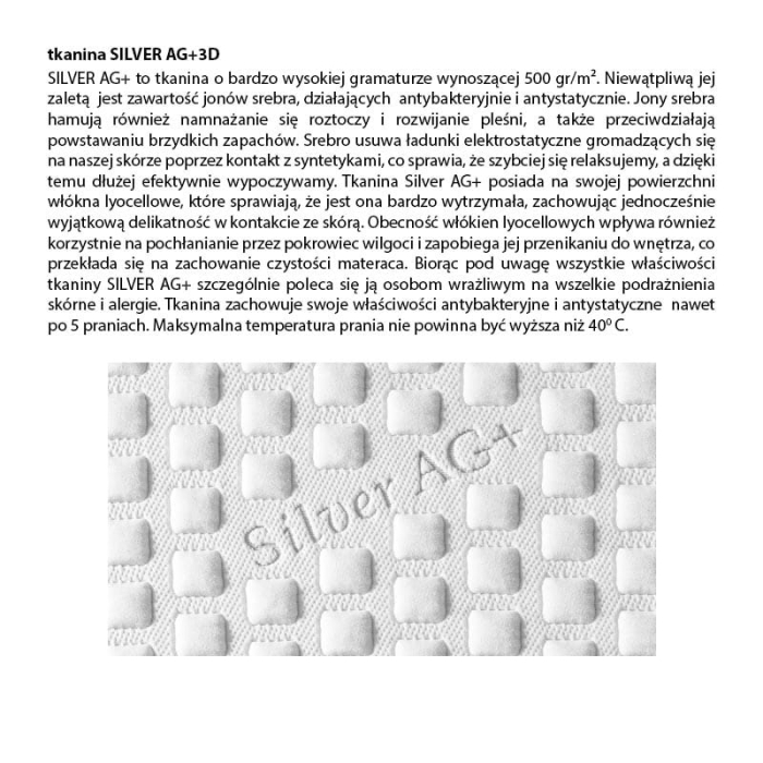 Materac BOSS tkanina SILVER AG+3D