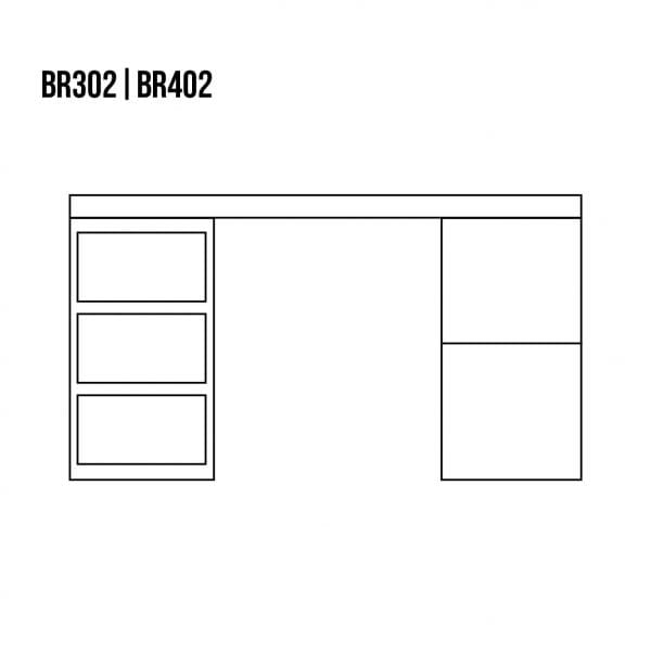 Biurko dębowe BR302 rysunek techniczny