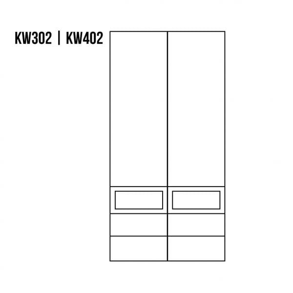 Witryna bukowa KW402 rysunek techniczny