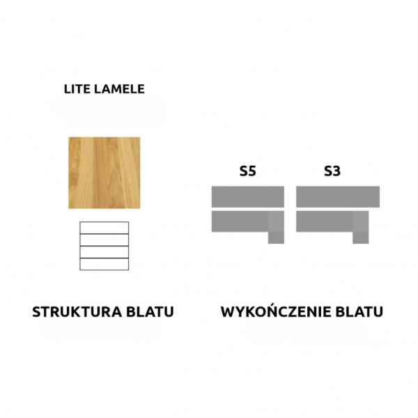 Stół bukowy ST173 wykonczenia blatu
