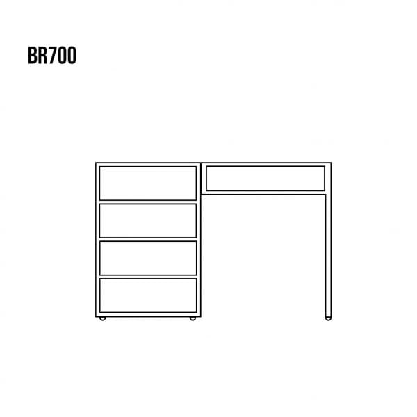 Biurko sosnowe BR700 rysunek techniczny