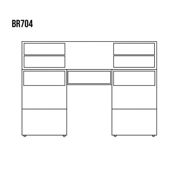 Biurko sosnowe BR704 rysunek techniczny