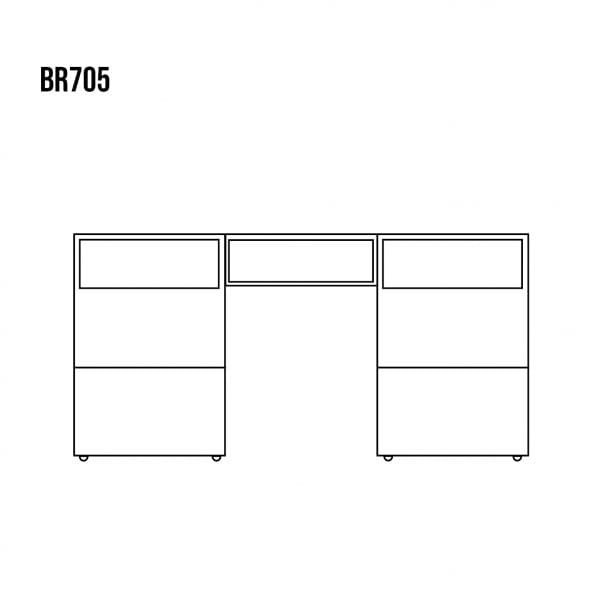 Biurko sosnowe BR705 rysunek techniczny