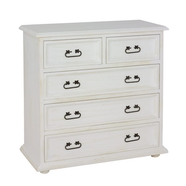 Komoda sosnowa KD702 biala platyna prezentacja