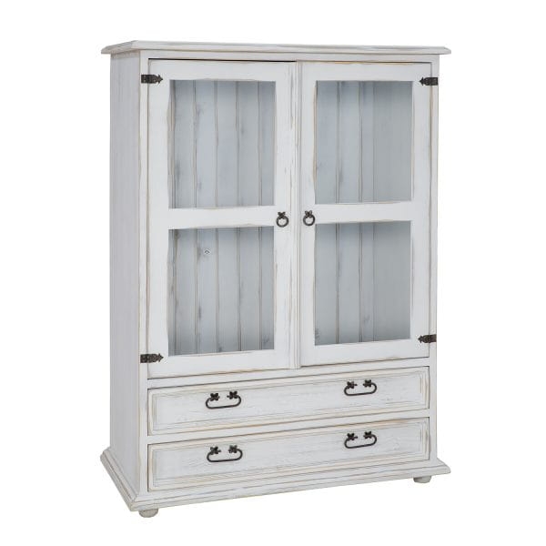 Komoda sosnowa KD703 antyczna biel prezentacja