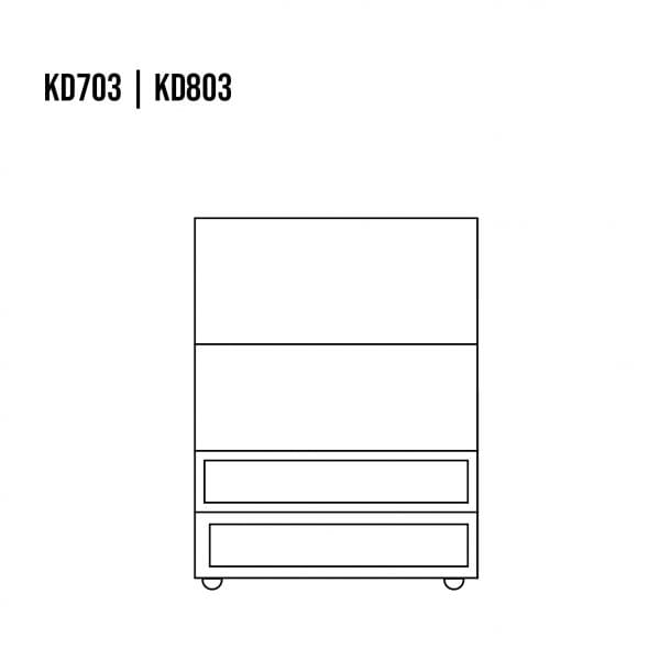 Komoda sosnowa KD703 antyczna biel rysunek techniczny