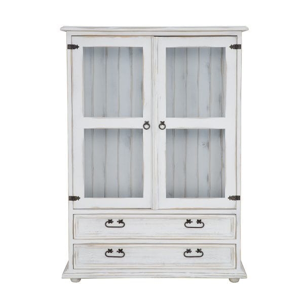 Komoda sosnowa KD703 antyczna biel wizualizacja