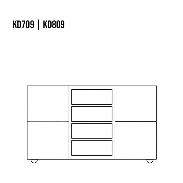 Komoda sosnowa KD709 rysunek techniczny