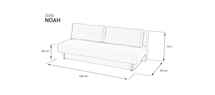 Sofa tapicerowana Noah wymiary