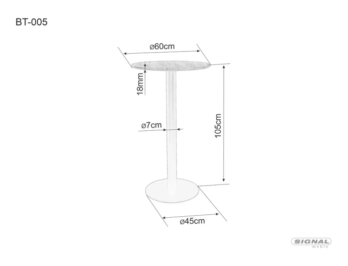 Stół Barowy BT005 wymiary