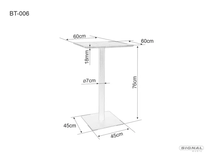 Stół Barowy BT006 wymiary