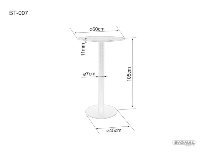 Stół Barowy BT007 wymiary