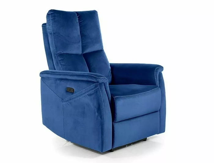 Fotel Neptun M Velvet z f. masażu granatowy