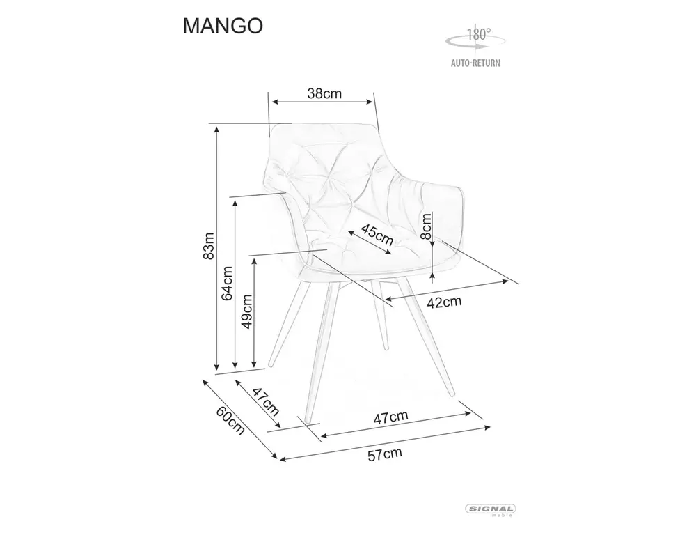 Krzesło Mango Velvet wymiary