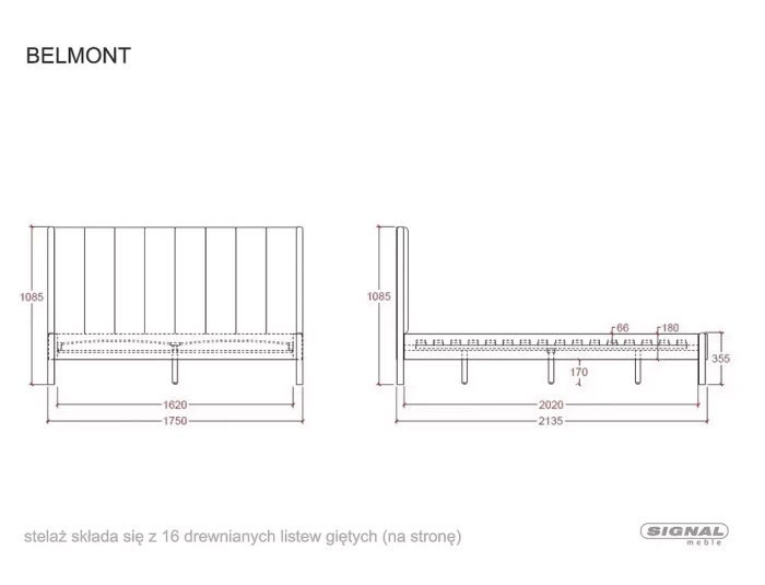 Łóżko Belmont Raven wymiary