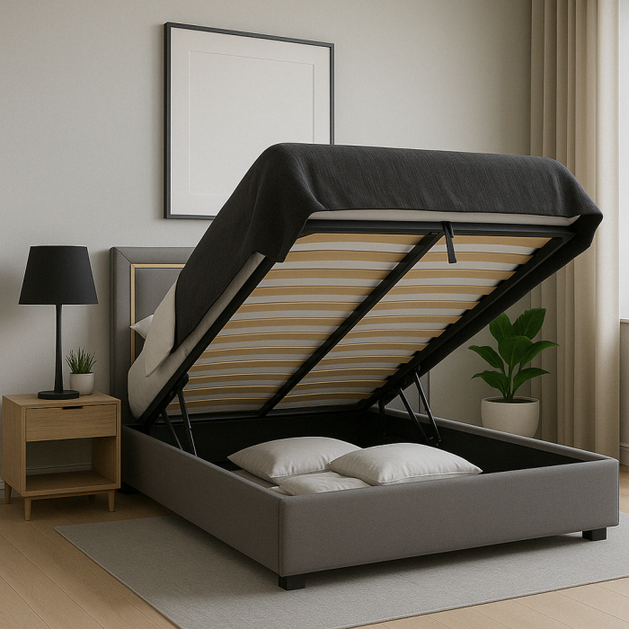 Łóżko tapicerowane Como z pojemnikiem na pościel