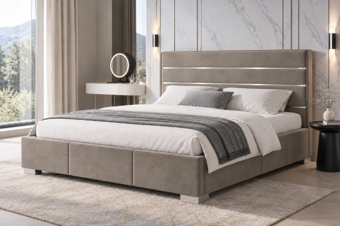 Łóżko Quaddro Full Silver w sypialni