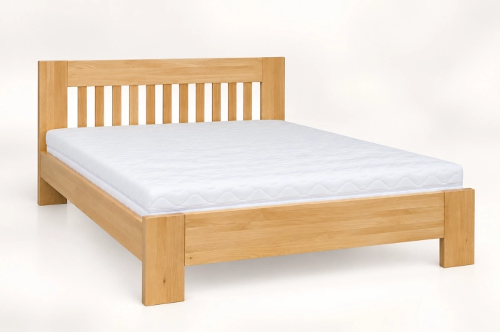 Minimalistyczne łóżko z jasnego drewna Lk 186