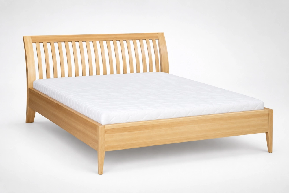 Minimalistyczne łóżko bukowe Lk 191 w studio