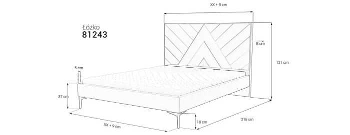 Łóżko tapicerowane 81243 wymiary