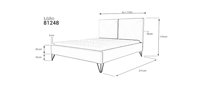 Łóżko tapicerowane 81248 wymiary