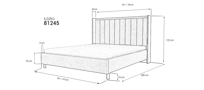 Łóżko tapicerowane 81245 wymiary