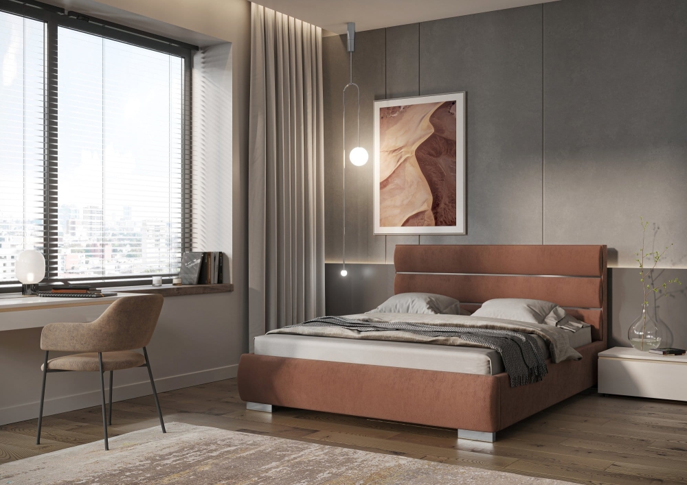 Łóżko tapicerowane Quaddro Round Silver w kategorii łóżka tapicerowane