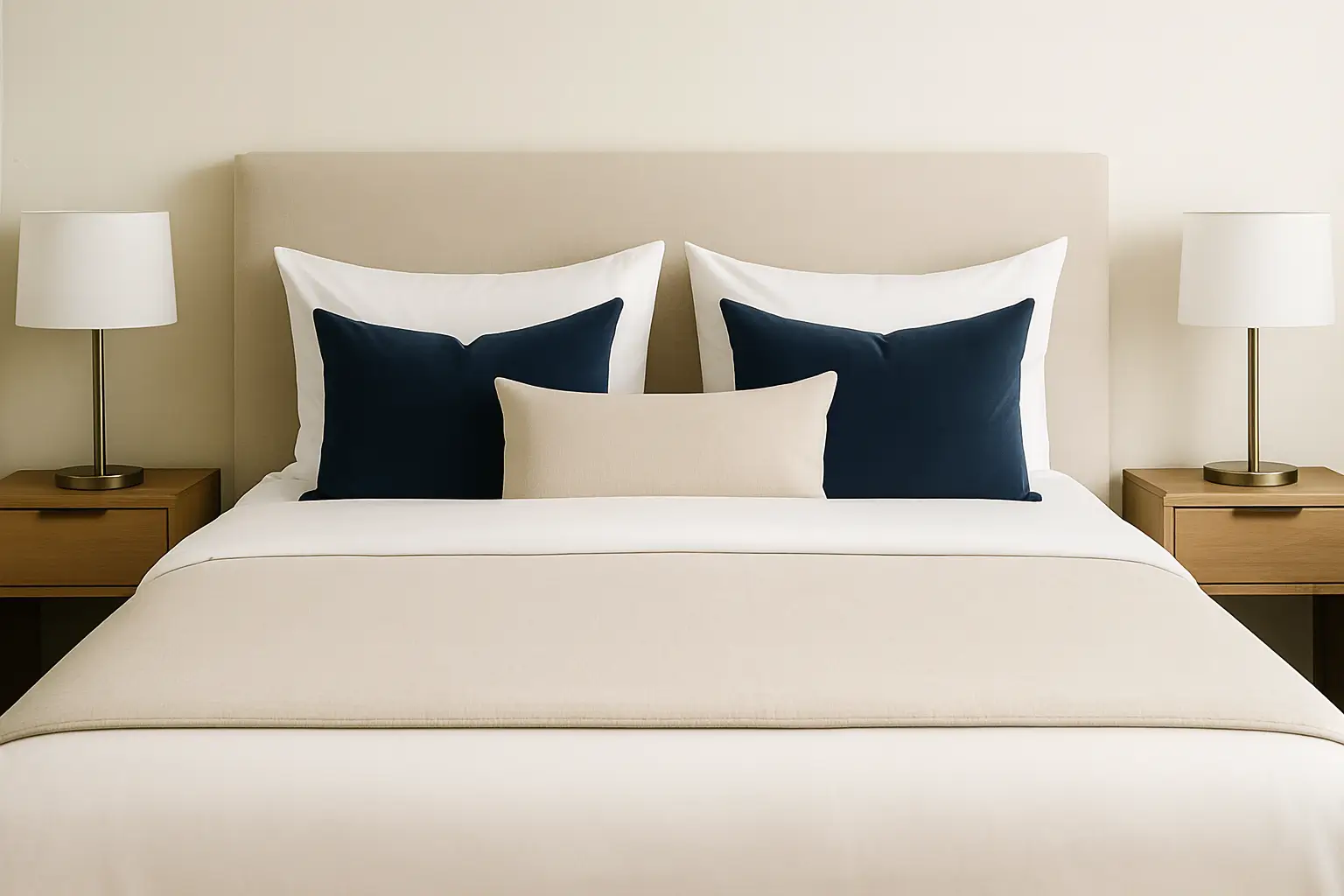 Łóżko udekorowane w stylu hotelowym