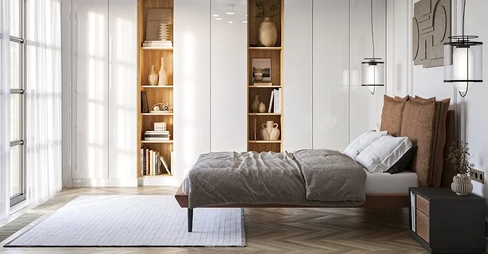 Widok z boku na łóżko Forli