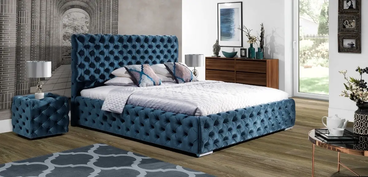 Luksusowe łóżko tapicerowane Havana w stylu Chesterfield