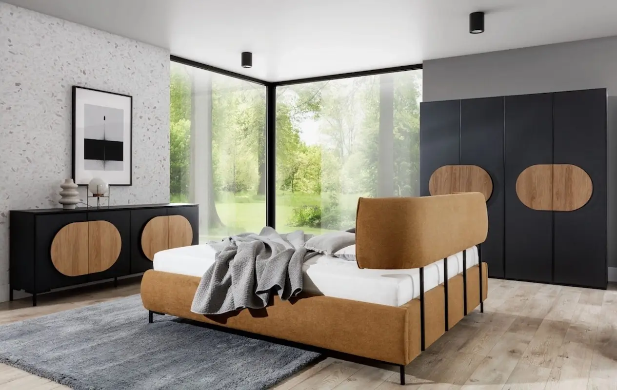 Łóżko OVALO widok z boku od tyłu