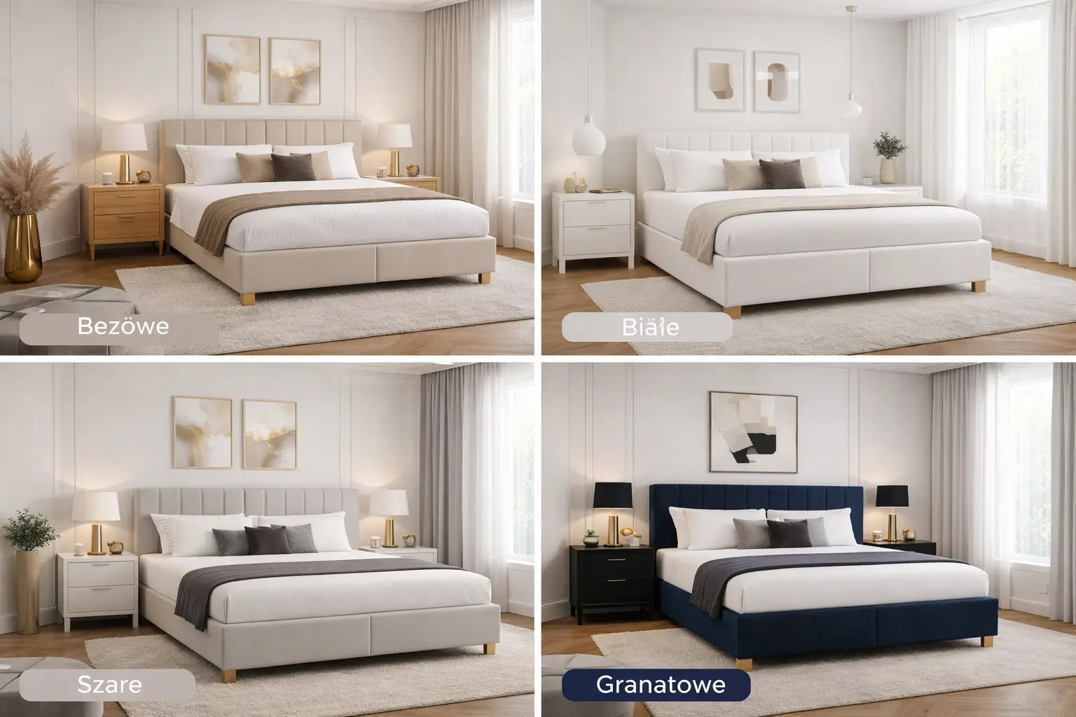 Przykłady kolorów łóżek do nowoczesnej sypialni