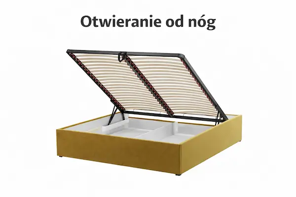 Łóżko z pojemnikiem otwieranym od nóg