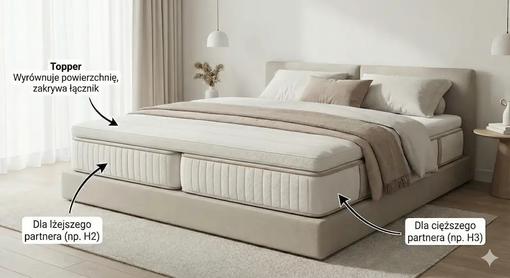 łóżko dla par o różnej wadze – jak łączyć materace