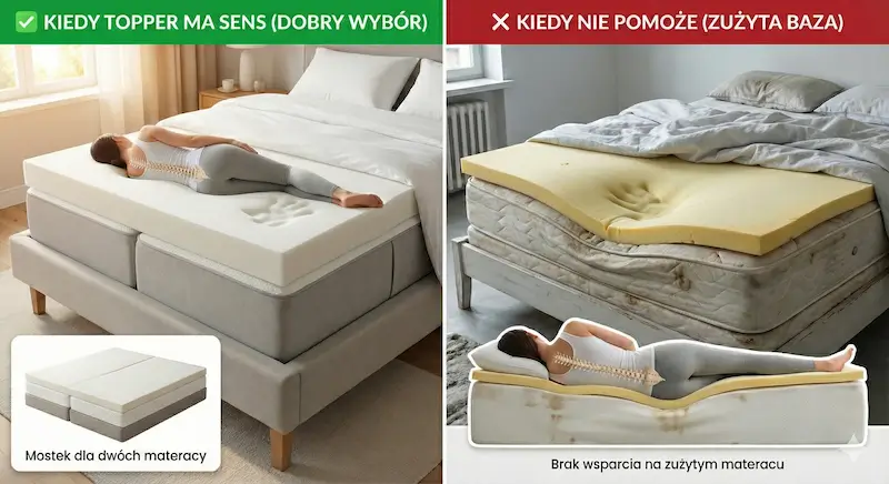 schemat – topper na materac kiedy ma sens, a kiedy nie