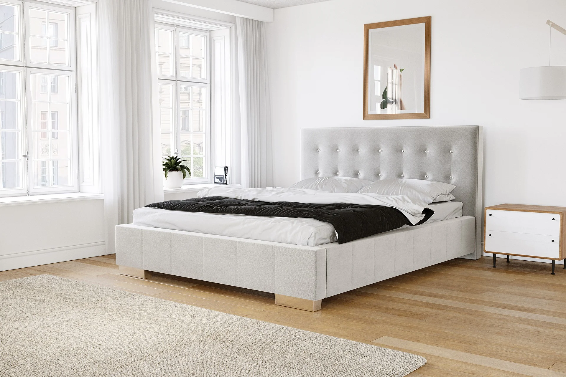 Łóżko 80209 M&K Foam Koło w aranżacji sypialni
