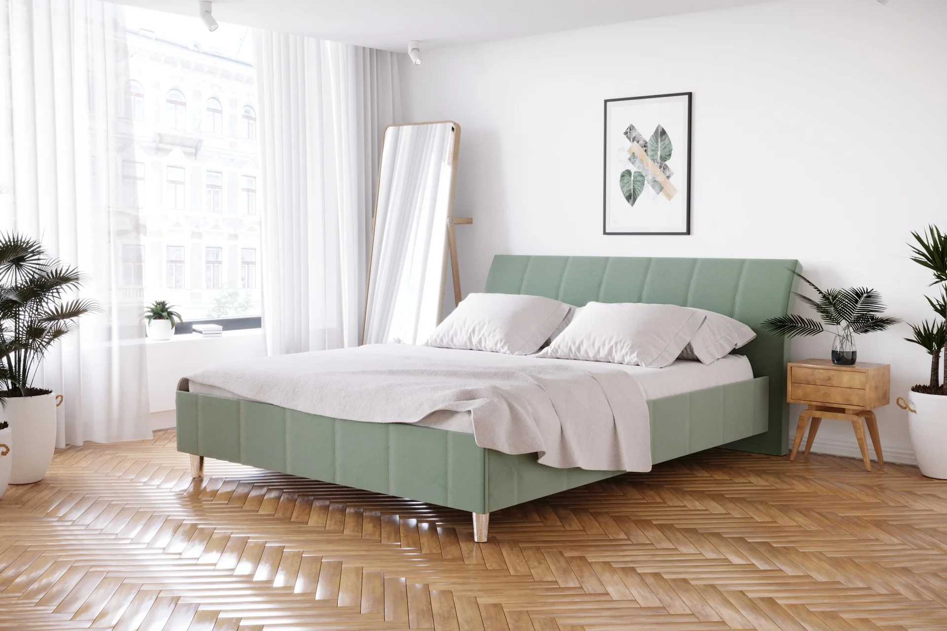 Łóżko tapicerowane 80263 M&K Foam Koło w aranżacji