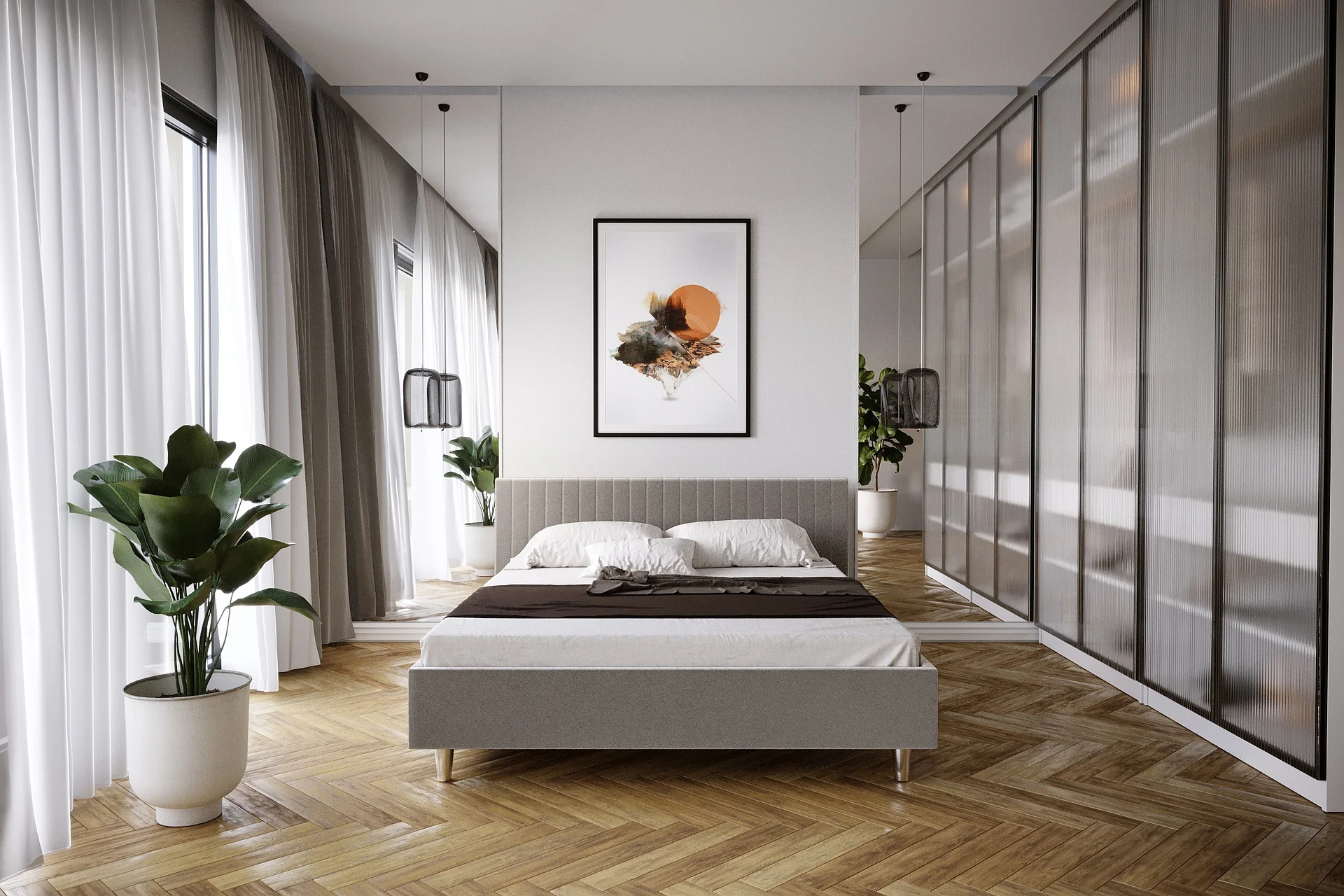 Wezgłowie łóżka 80265 M&K Foam Koło z pionowymi przeszyciami