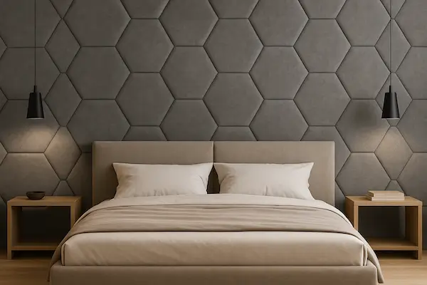 Nowoczesne panele geometryczne w kształcie heksagonów na ścianie